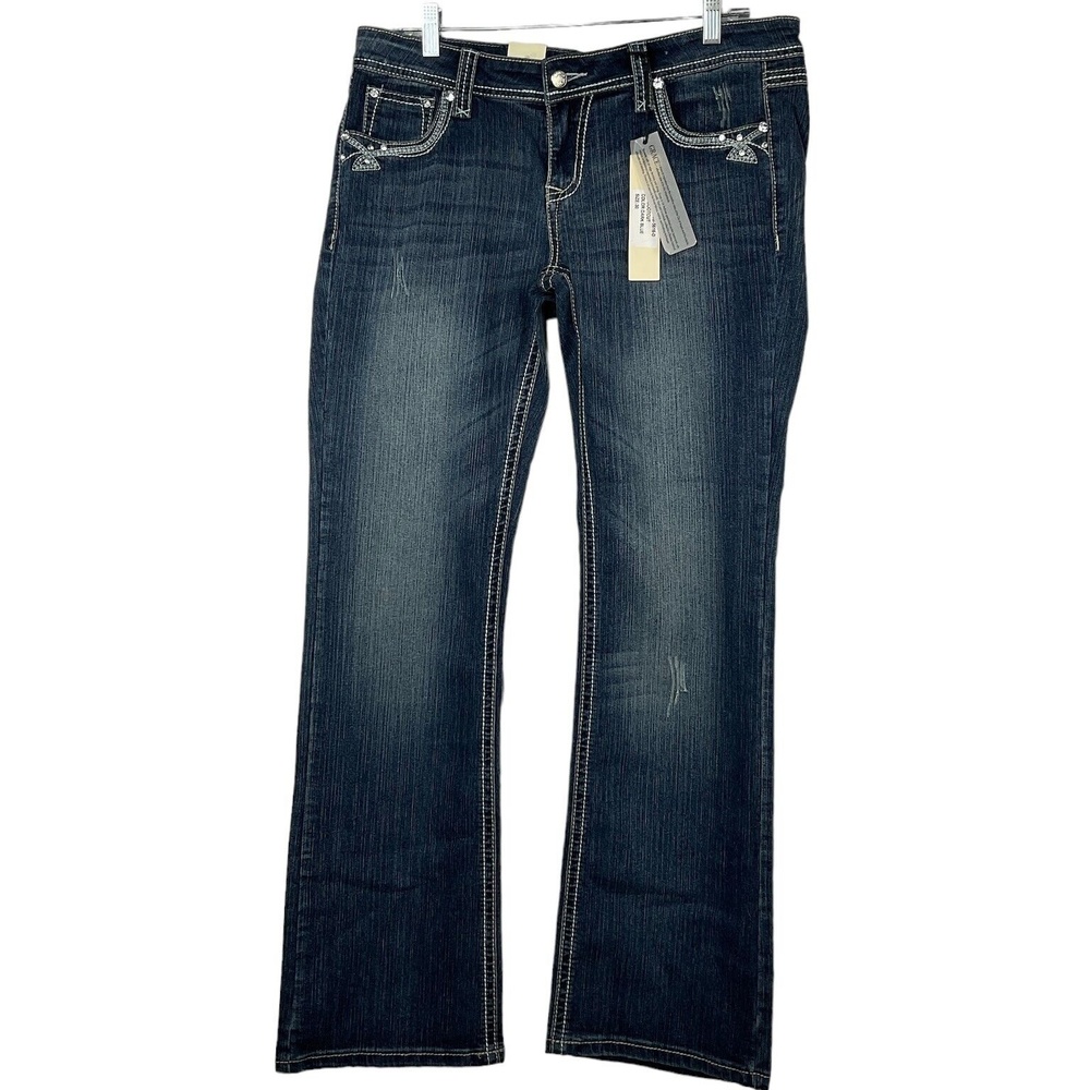 Grace in LA Jeans Embroidered Rhinestones  Distressed  Womens 36 Waist Western